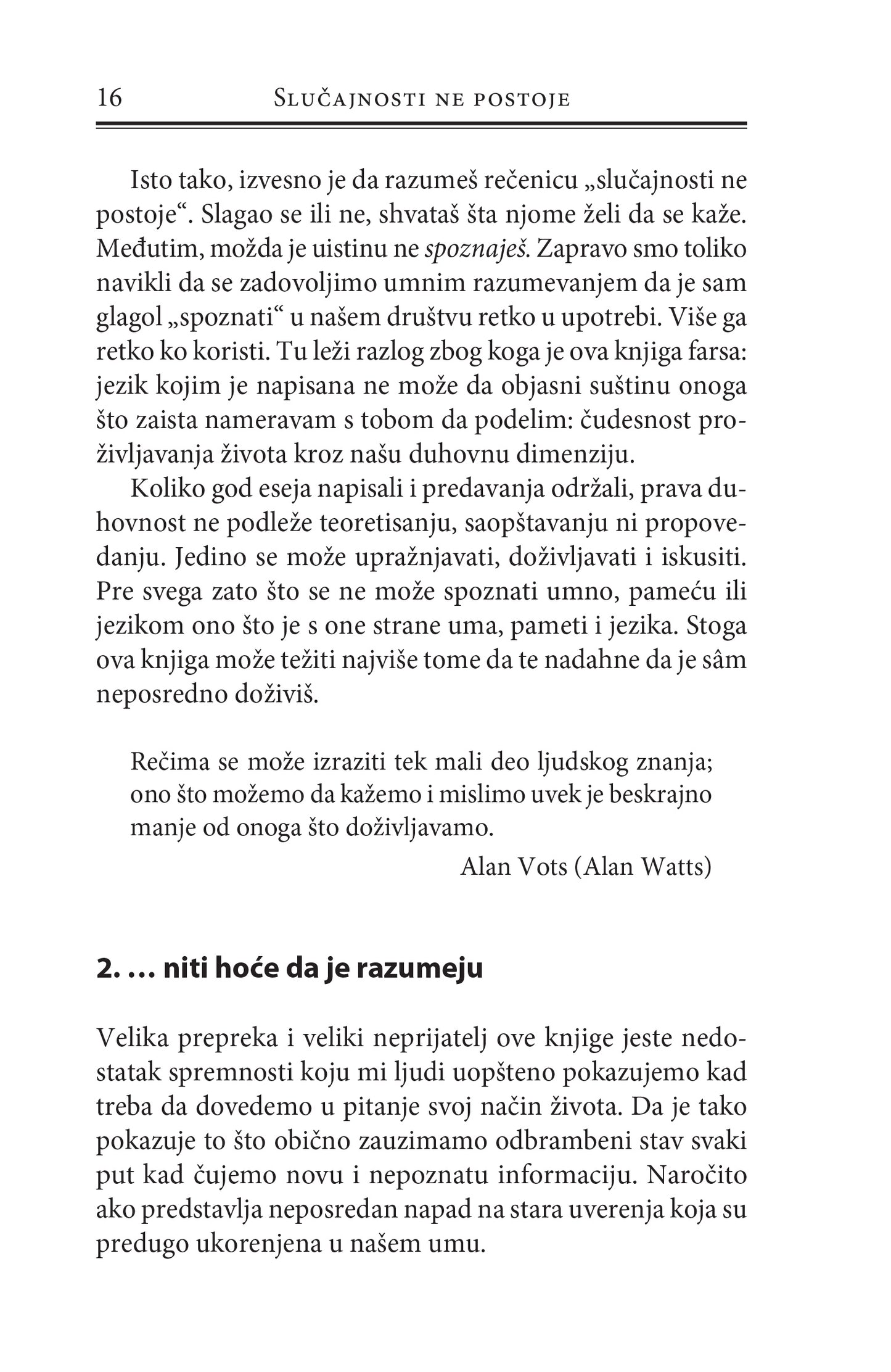 SLUČAJNOSTI NE POSTOJE duhovnost za skeptike - Borha Vilaseka, odlomak iz knjige