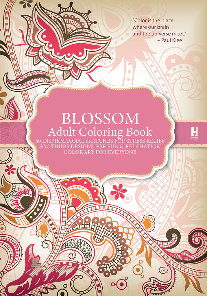 adult colouring book - blossom - креативна боенка за возрасни,предна корица на книгата