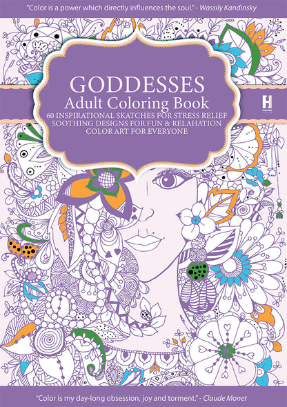 adult colouring book - goddesess - креативна боенка за возрасни,предна корица на книгата