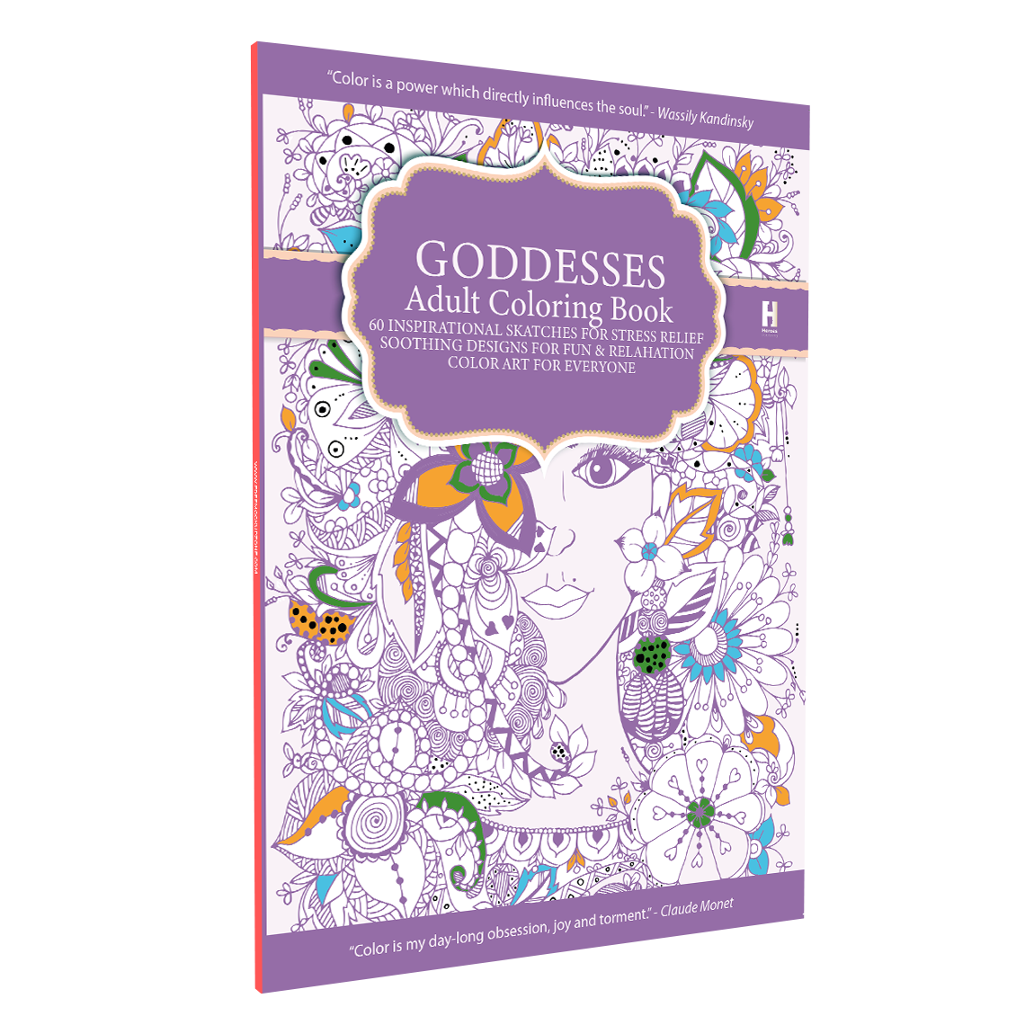 adult colouring book godesess, book mockup