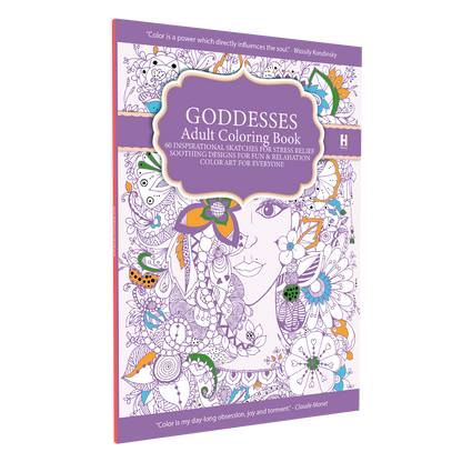 adult colouring book godesess, book mockup