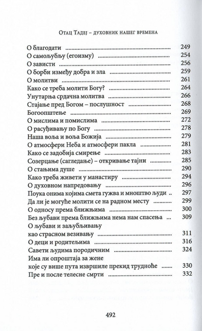 Otac Tadej - duhovnik našeg vremena, sadržaj knjige
