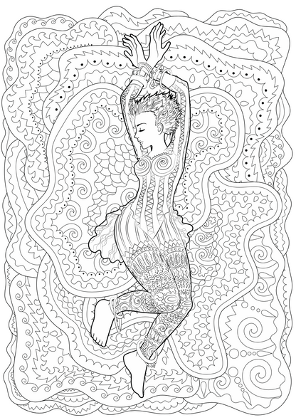 adult colouring book - goddesess - креативна боенка за возрасни,текстуален одломок од книгата