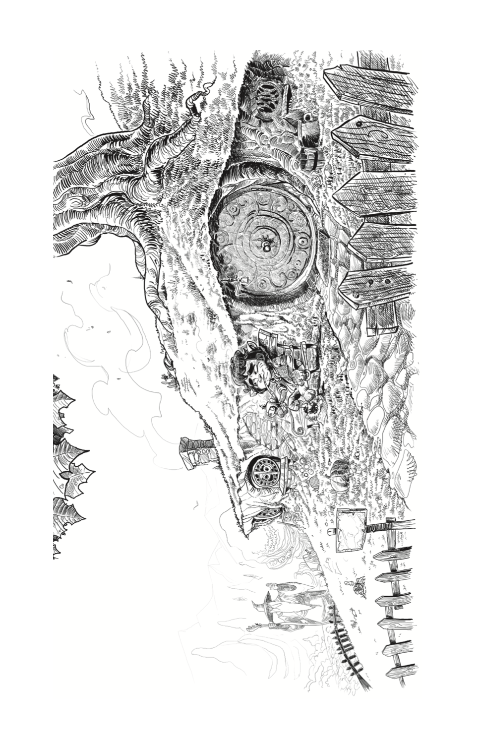хобит - џ.р.р. толкин,Текстуален одломок од книгата со илустрација