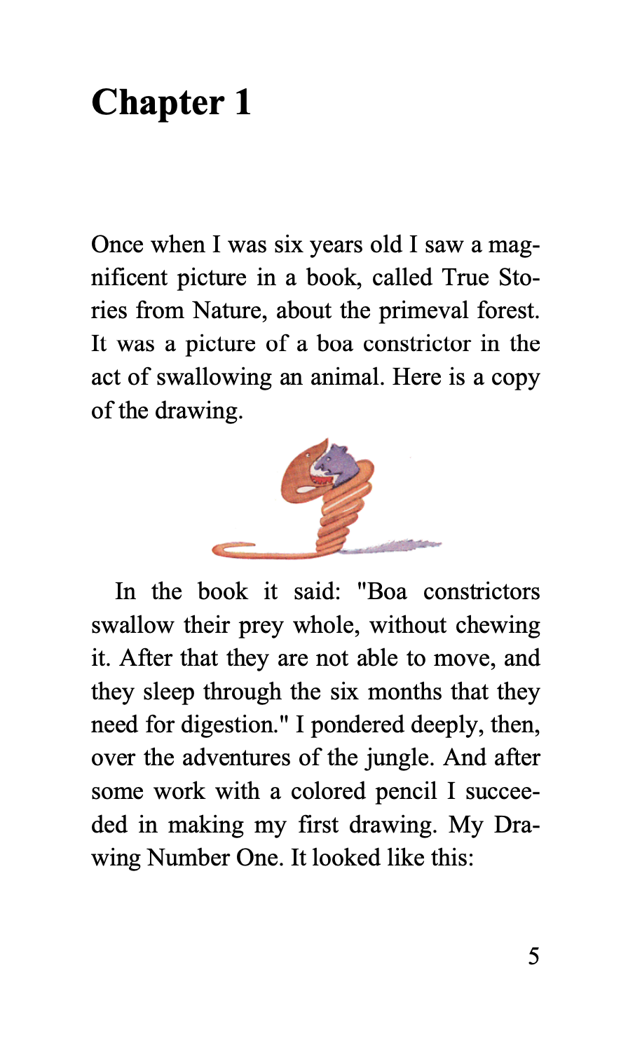 Text and illustration from an interior page of The Little Princ