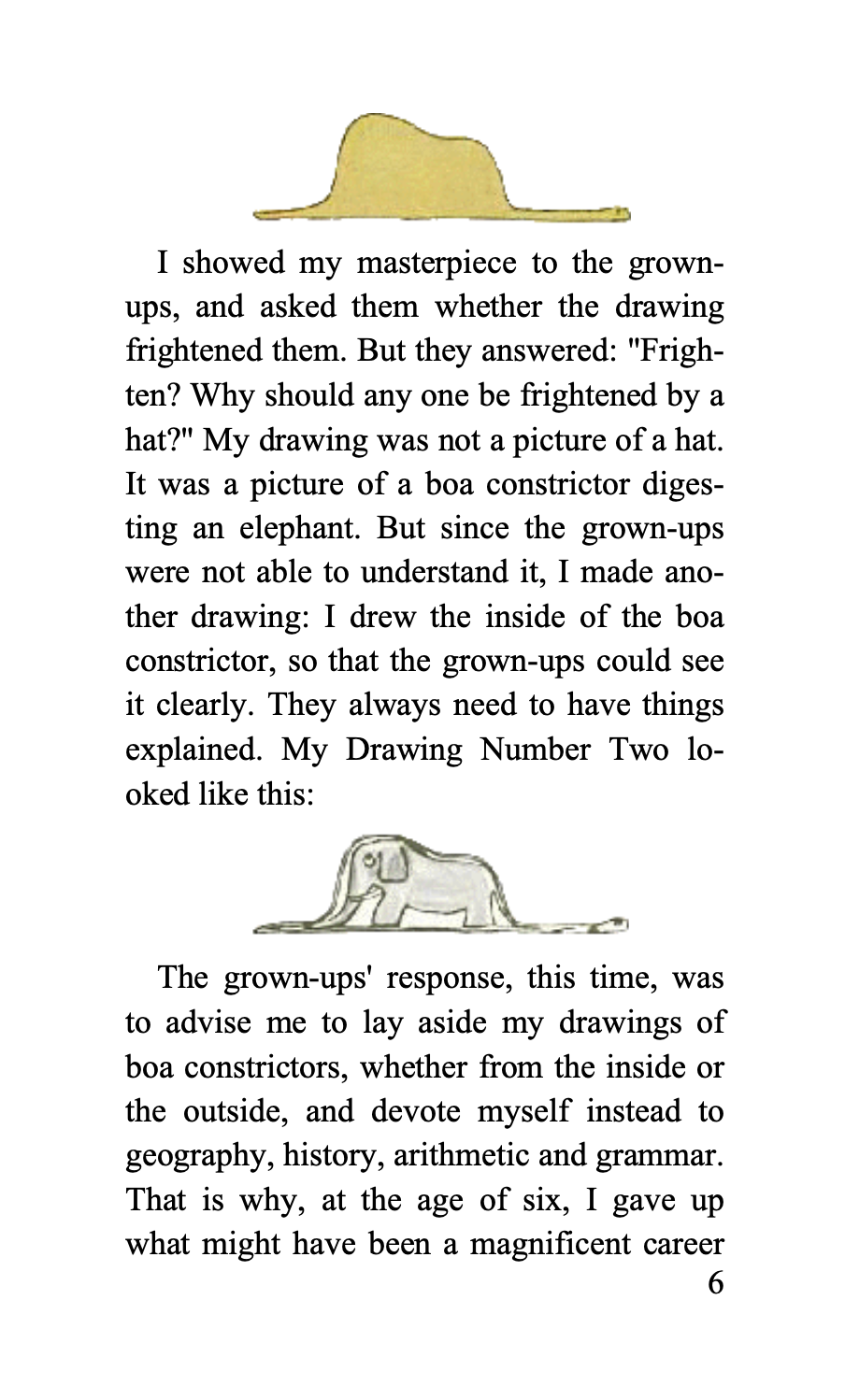 Text and illustration from an interior page of The Little Princ