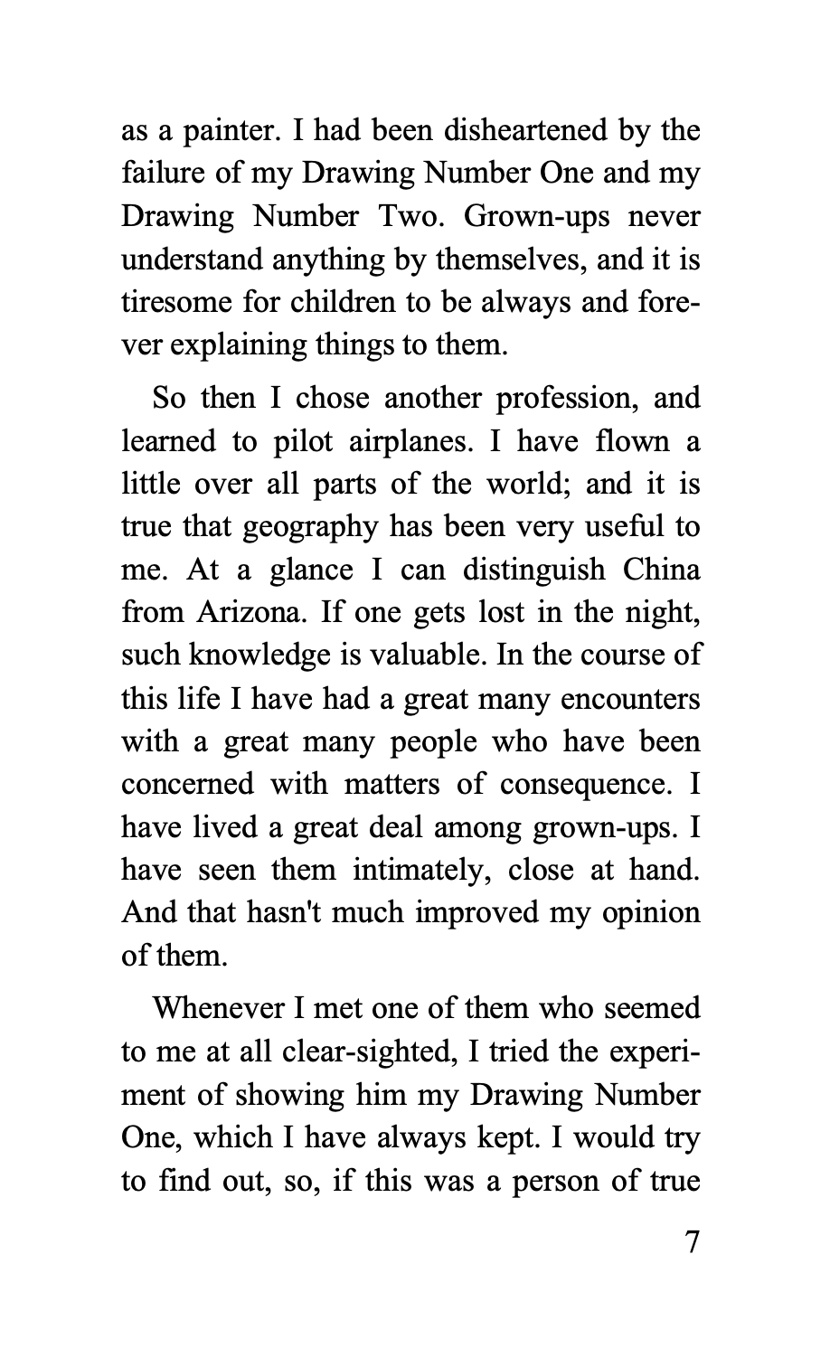 Text and illustration from an interior page of The Little Princ