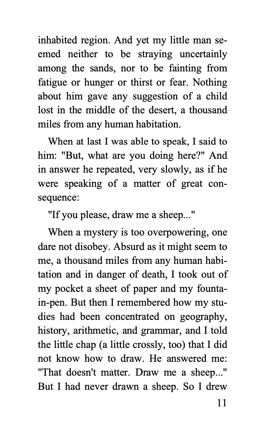 Text and illustration from an interior page of The Little Princ