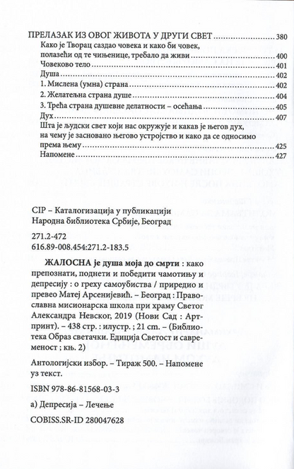 žalosna je duša moja do smrti, sadržaj knjigea