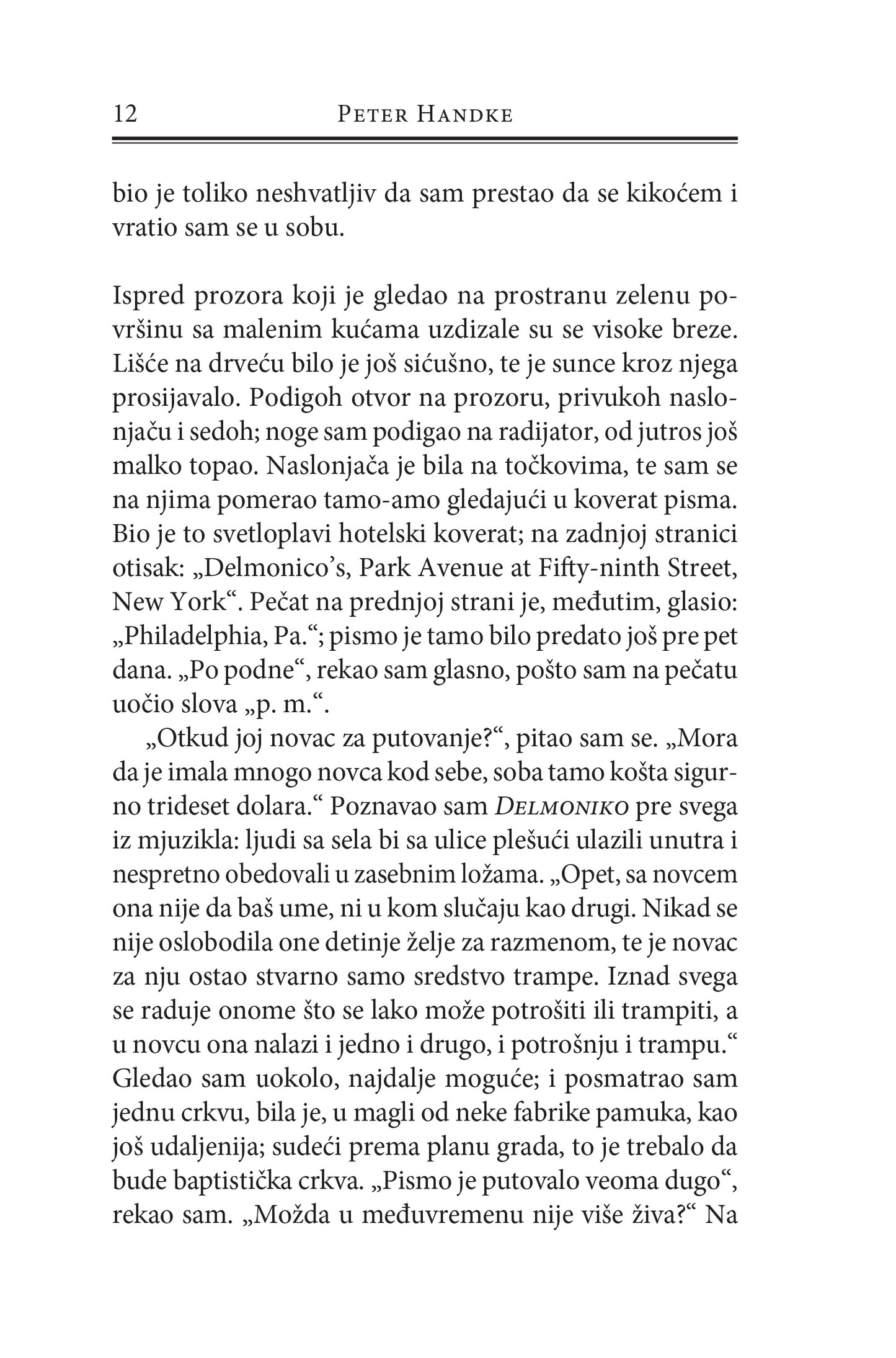 KRATKO PISMO ZA DUGI RASTANAK - Peter Handke