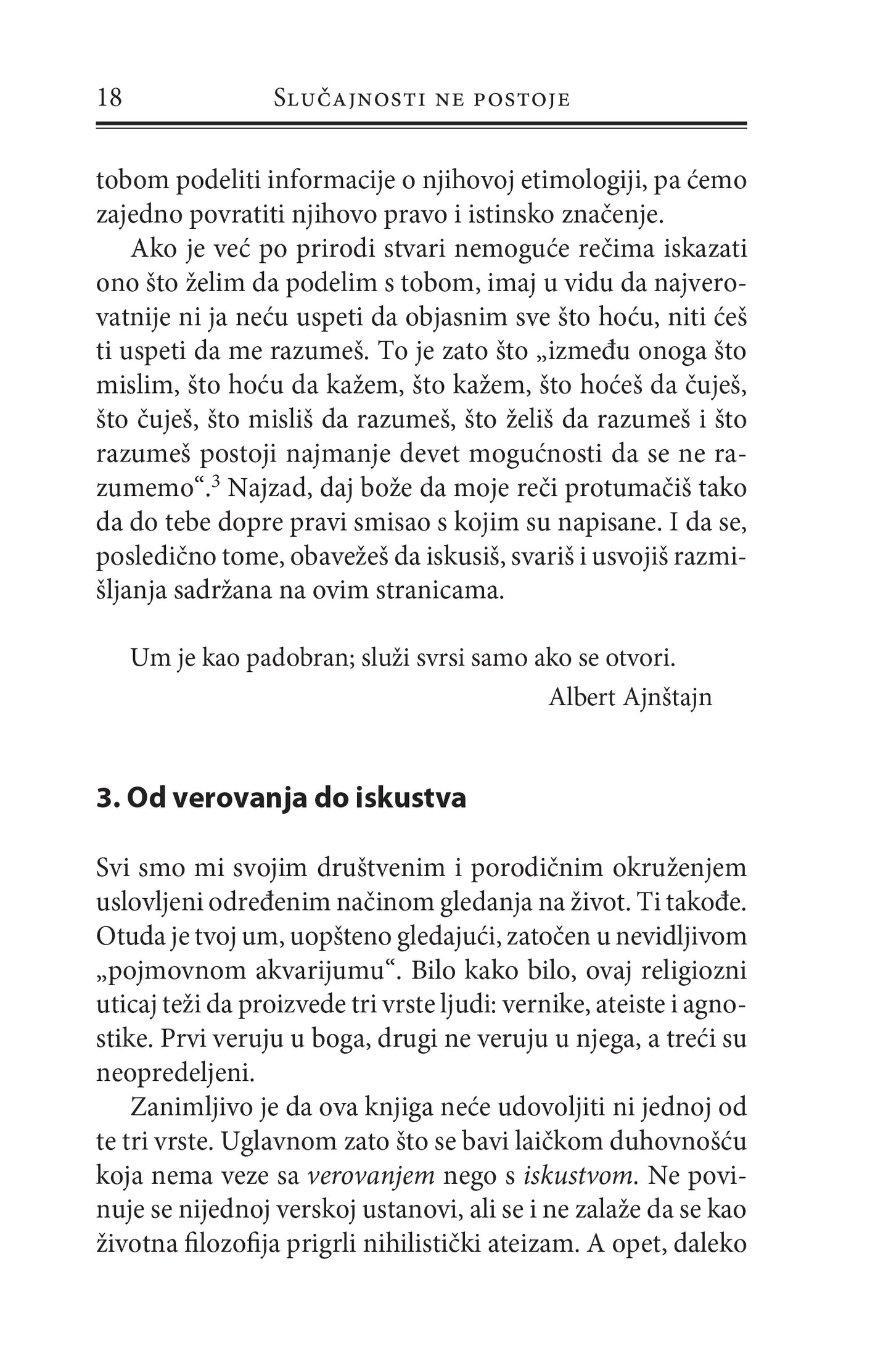 SLUČAJNOSTI NE POSTOJE duhovnost za skeptike - Borha Vilaseka, odlomak iz knjige