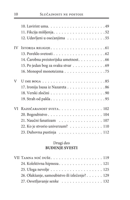 SLUČAJNOSTI NE POSTOJE duhovnost za skeptike - Borha Vilaseka, sadržaj iz knjige