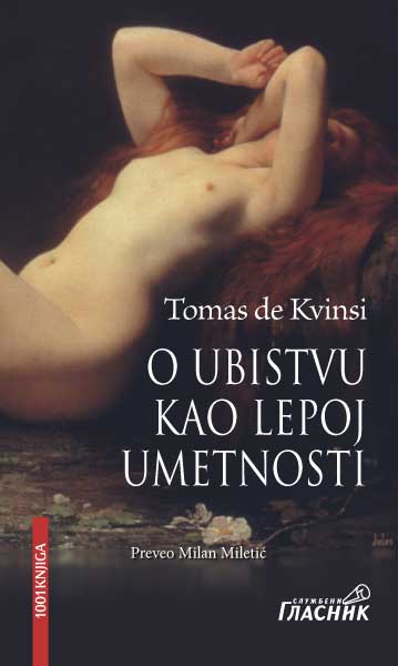 O UBISTVU KAO LEPOJ UMETNOSTI - Tomas de Kvinsi, korica knjige