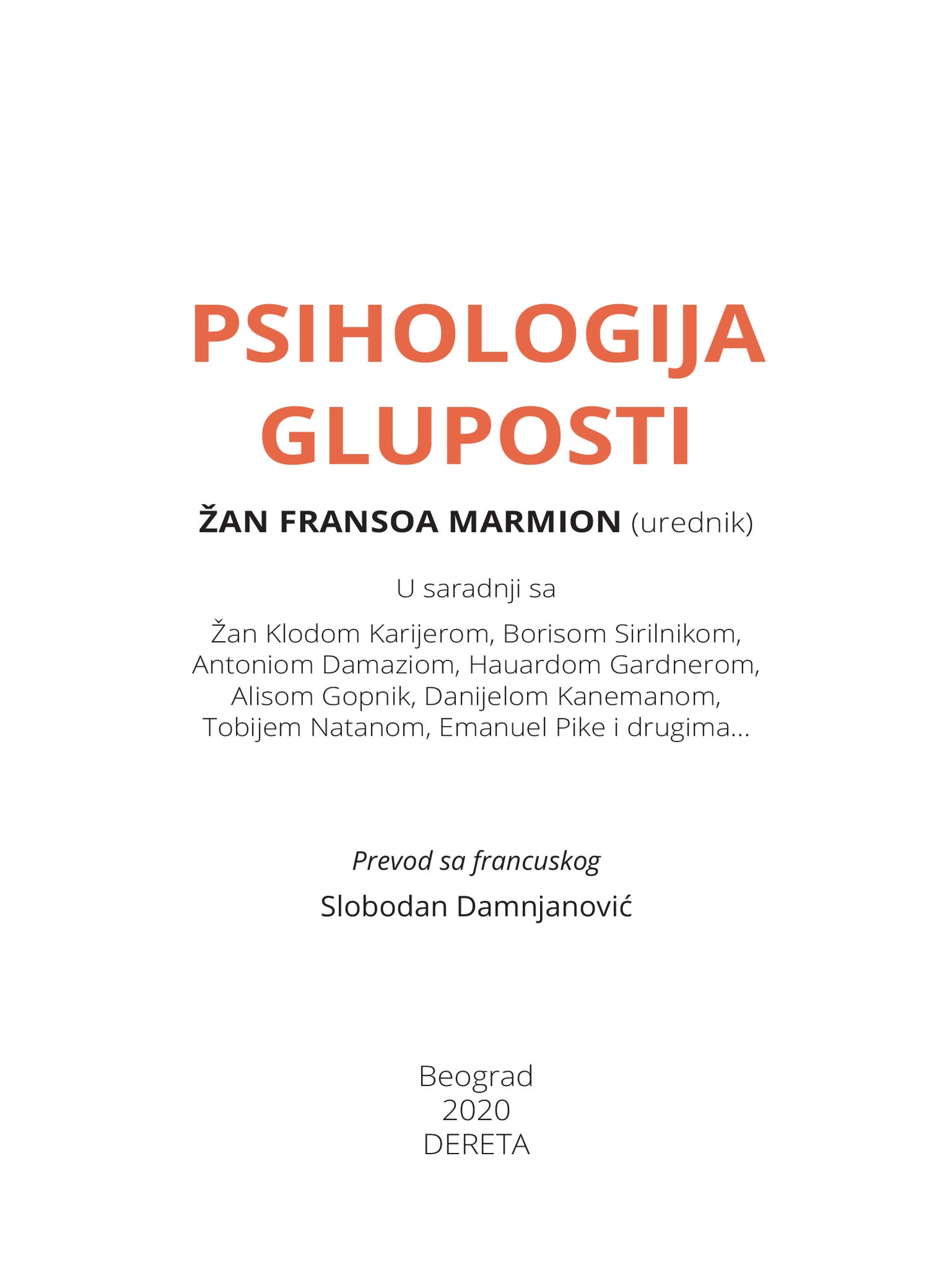 PSIHOLOGIJA GLUPOSTI - Žan Fransoa Marmion, prva strana na naslovom