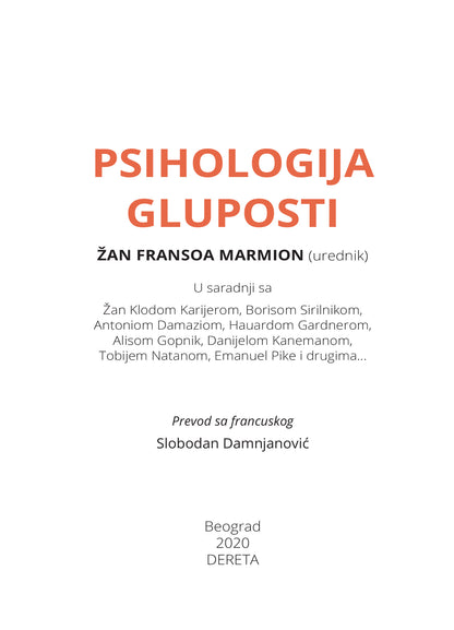 PSIHOLOGIJA GLUPOSTI - Žan Fransoa Marmion, prva strana na naslovom