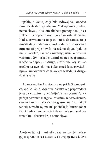 KAKO SAČUVATI ZDRAV RAZUM U DOBA PODELA - Elif Šafak, odlomak iz knjige