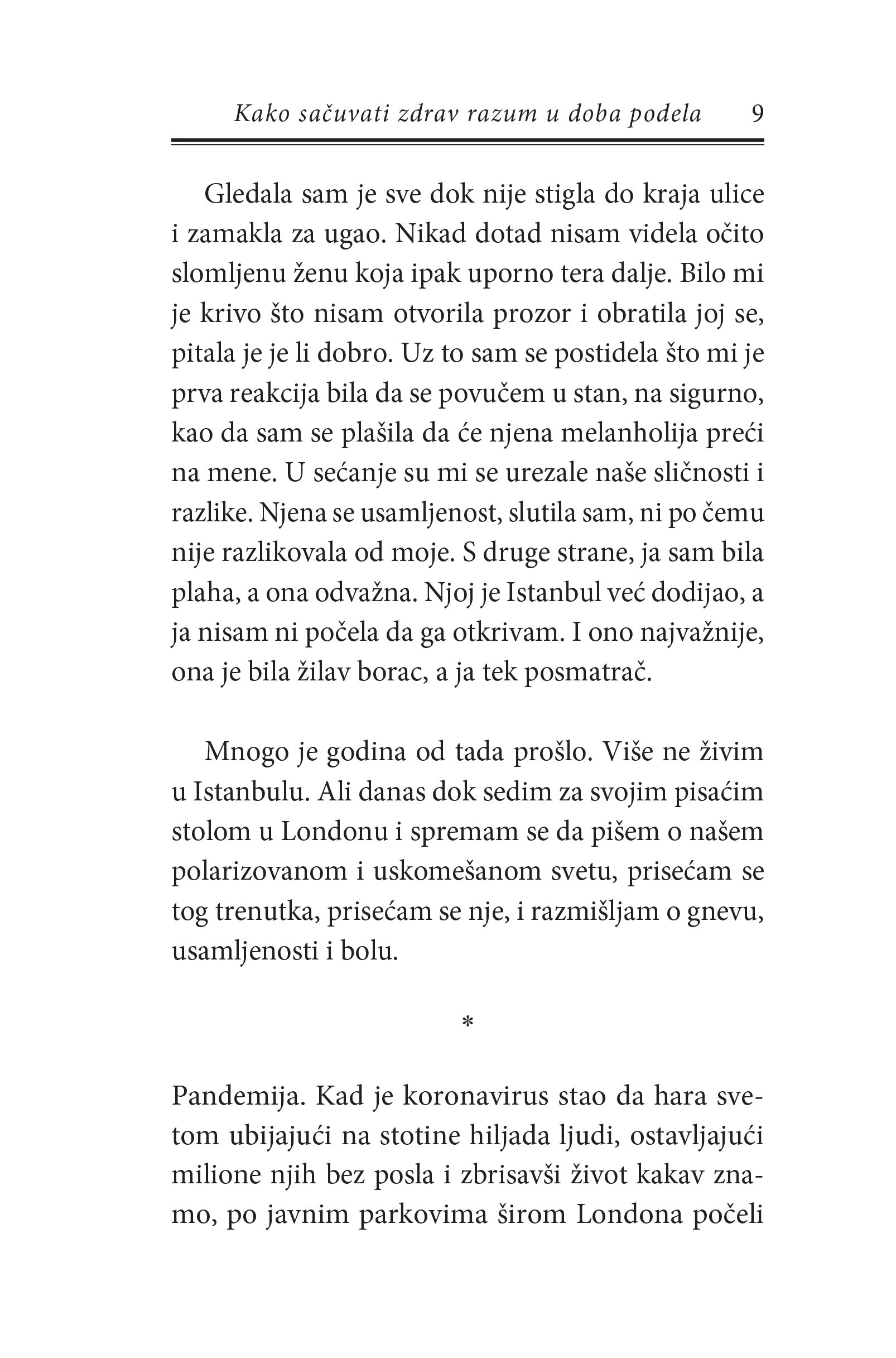 KAKO SAČUVATI ZDRAV RAZUM U DOBA PODELA - Elif Šafak, odlomak iz knjige